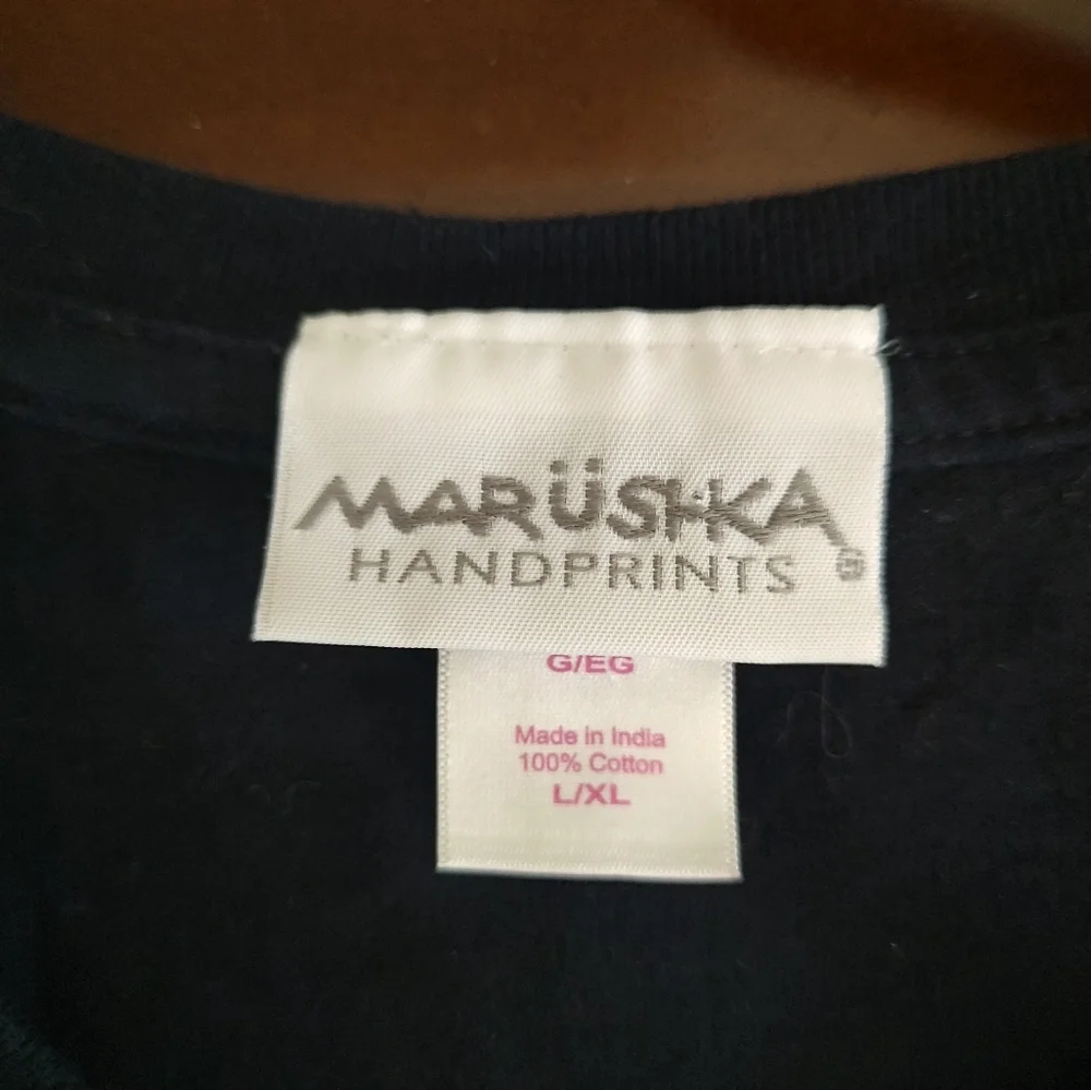 Marushka Handprints Moose Lick Bar Harbor Dress Cotton Black Size L/XL - Picture 3 of 8